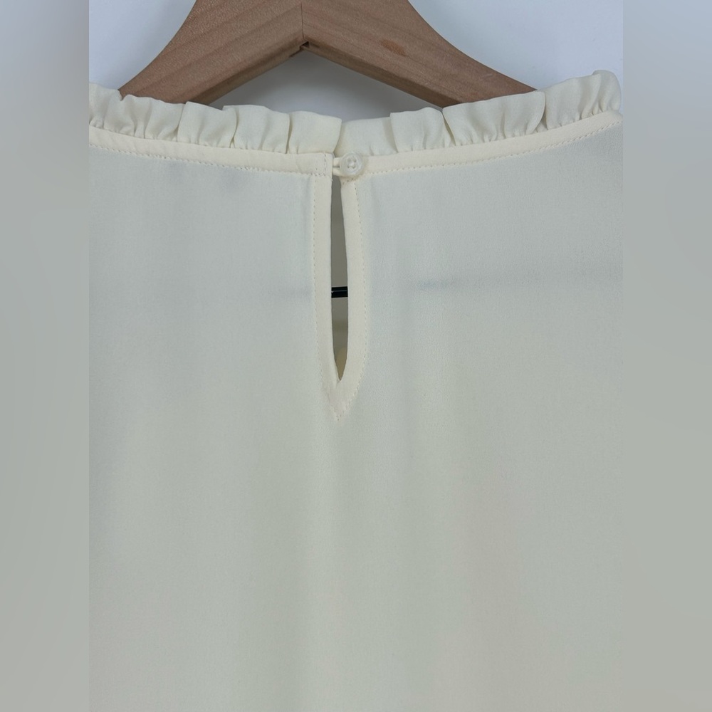 "NWT" Talbots Ivory Smocked Sheer Long Sleeve Blouse- Women's Small - Picture 7 of 10